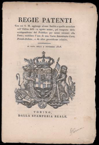 1818 - Regia patente del 7/11/1818 ... 