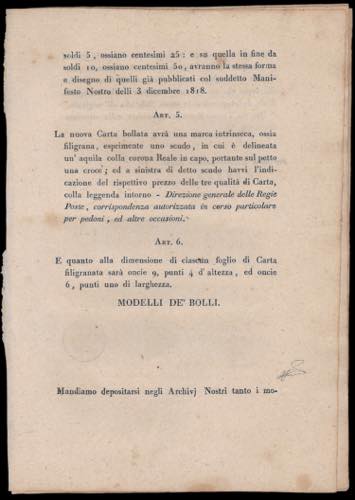 1819 - Manifesto camerale del ... 