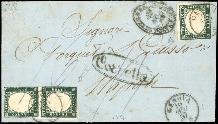 1857 - 5 cent. verde mirto scuro ... 
