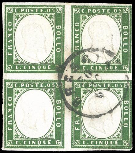 1863 - 5 cent. verde cupo (13E), ... 
