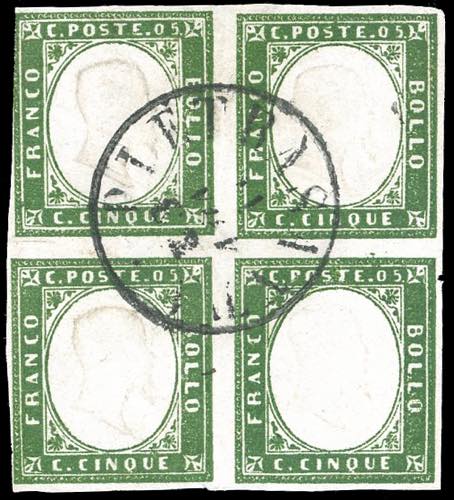 1863 - 5 cent. verde cupo (13E), ... 