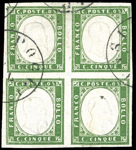 1863 - 5 cent. verde cupo (13E), ... 