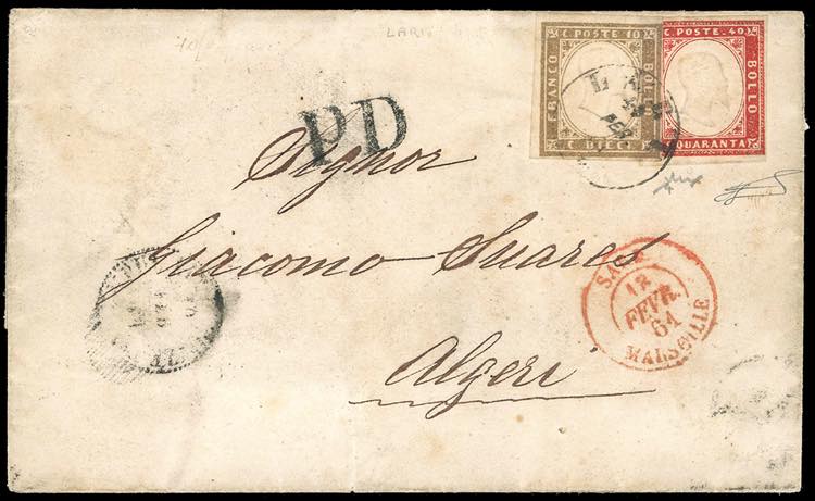 1861 - 10 cent. bruno tenue e 40 ... 