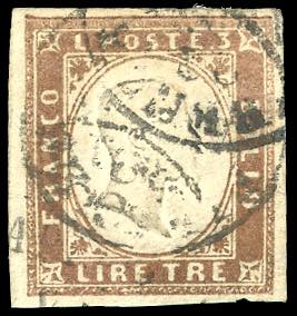 1861 - 3 lire rame (18), perfetto, ... 