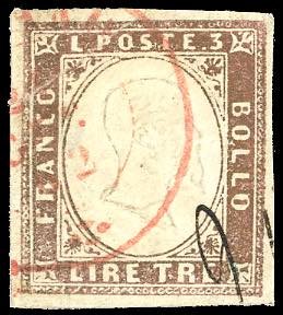 1861 - 3 lire rame vivo (18A), ben ... 