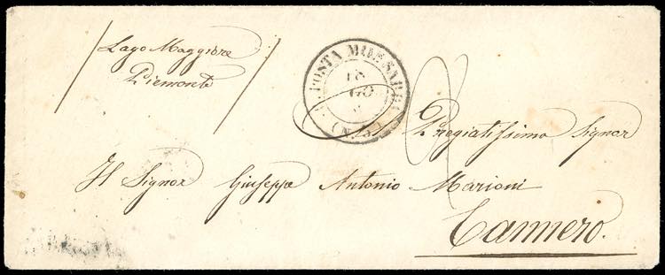 1859 - Busta non affrancata dalla ... 