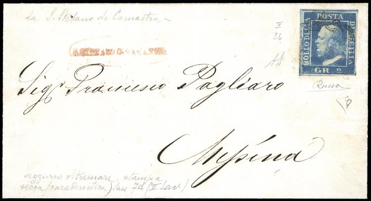 1859 - 2 grana azzurro oltremare, ... 