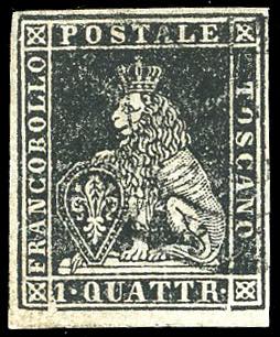 1851 - 1 quattrino nero su grigio ... 