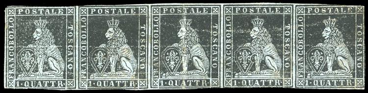 1851 - 1 quattrino nero su carta ... 