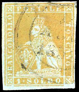 1851 - 1 soldo giallo limone su ... 