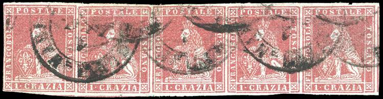 1851 - 1 crazia carmnio chiaro su ... 