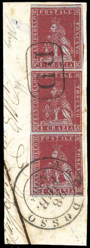 1851 - 1 crazia carminio cupo su ... 