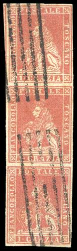 1851 - 1 crazia carminio su grigio ... 