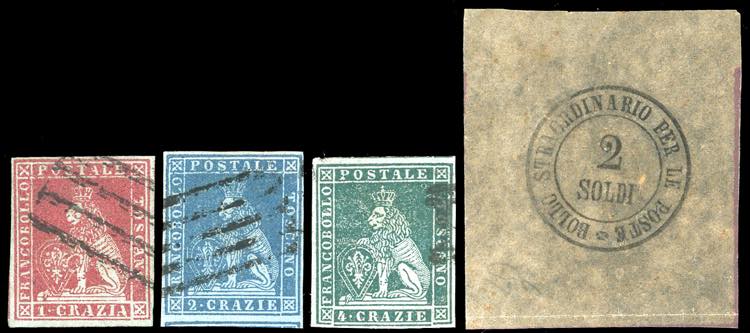 1851 - 1 crazia carminio su ... 