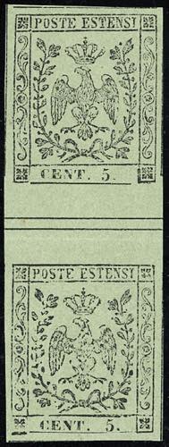 1855 - 5 cent. verde oliva (8), ... 