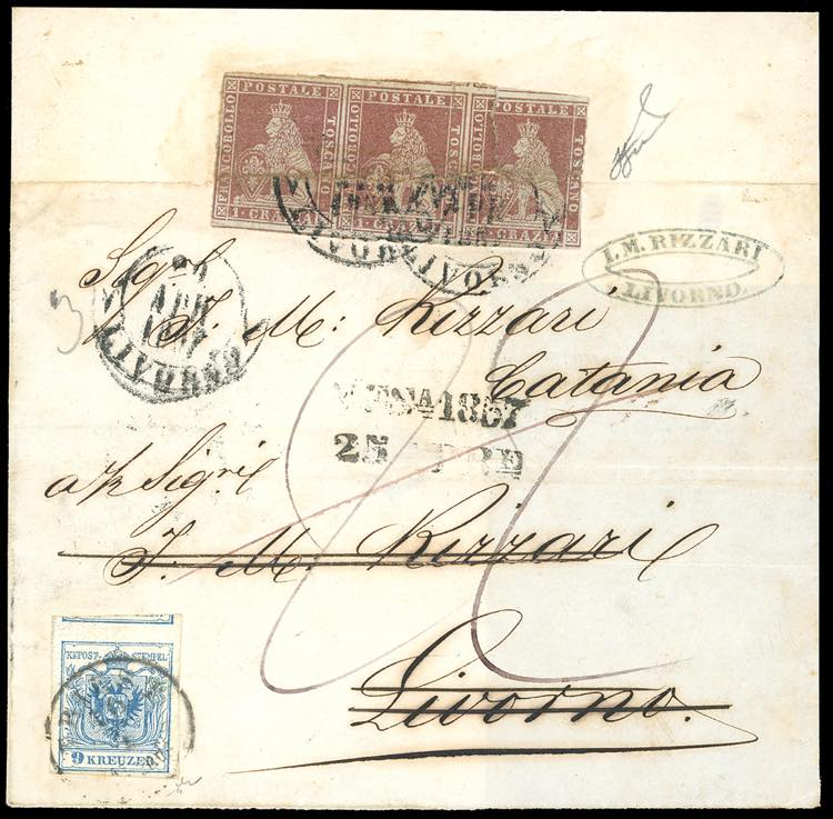 1857 - 1 crazia bruno su grigio ... 