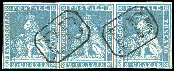 1851 - 2 crazie azzurro chiaro su ... 
