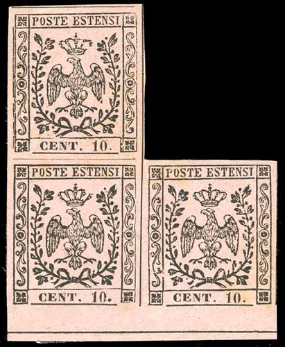 1854 - 10 cent. rosa, emissione ... 