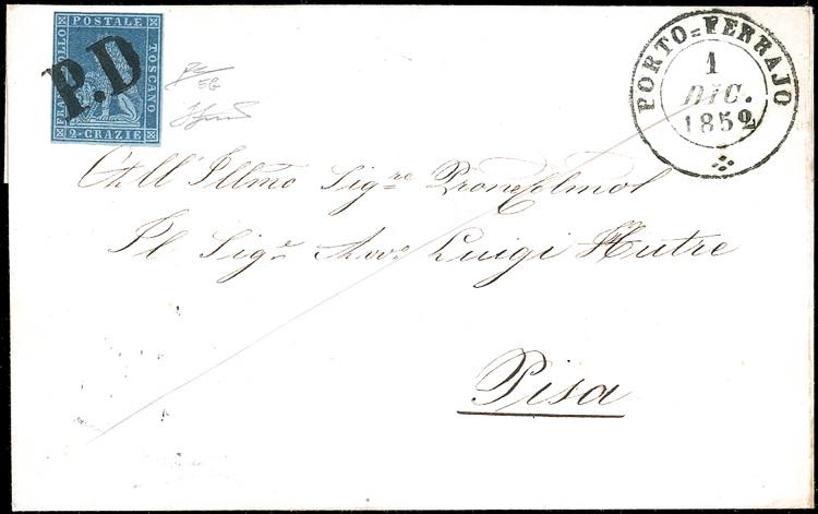 1852 - 2 crazie azzurro vivo su ... 