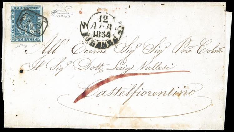 1854 - 2 crazie azzurro su grigio ... 