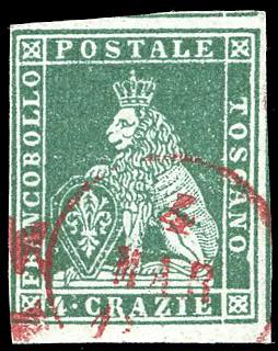 1851 - 4 crazie verde su grigio ... 