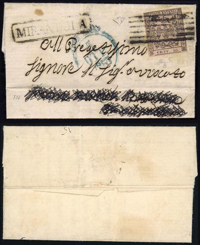 1857 - 10 cent. rosa, punto dopo ... 