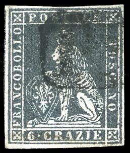 1851 - 6 crazie ardesia su grigio ... 