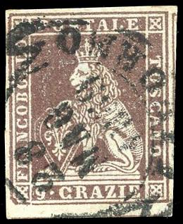 1851 - 9 crazie bruno violaceo ... 