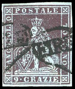 1851 - 9 crazie viola bruno ... 