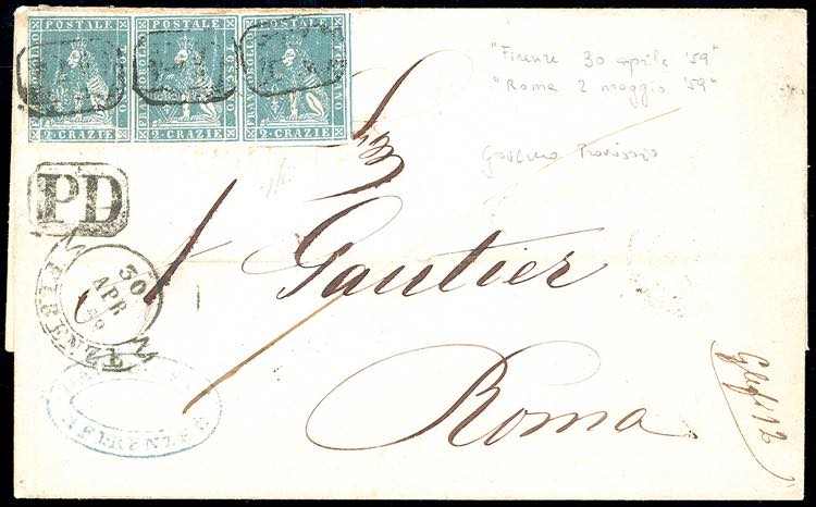 1859 - 2 crazie azzurro (13), ... 