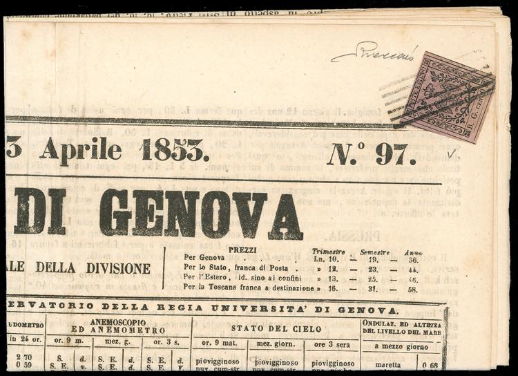 1853 - 9 cent. violetto grigio, ... 
