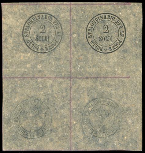 1854 - 2 soldi nero, blocco di ... 