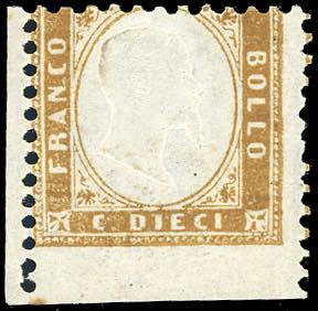 1862 - 10 cent. bistro giallastro, ... 