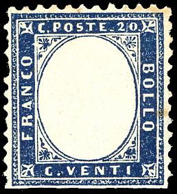 1862 - 20 cent. indaco, senza ... 