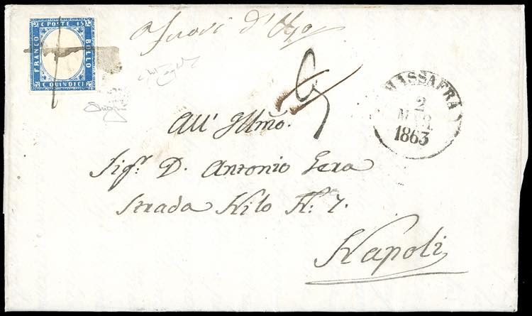 1863 - 15 cent. azzurro chiaro ... 