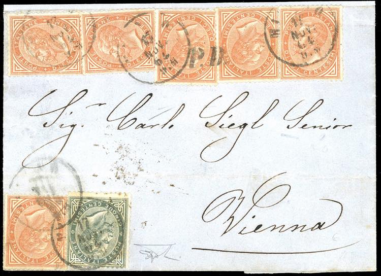 1864 - 10 cent., sei esemplari, e ... 