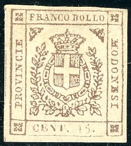 1859 - 15 cent. bruno (13), gomma ... 