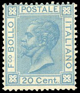1867 - 20 cent. celeste chiaro, ... 