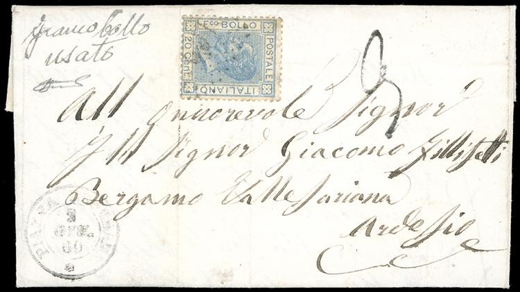 1869 - 20 celeste chiaro, tiratura ... 