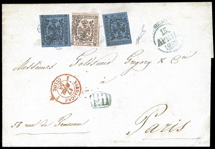 1858 - 10 cent. rosa e 40 cent. ... 