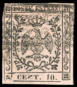 1854 - 10 cent. rosa, punto dopo ... 
