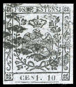 1857 - 10 cent. grigio lillaceo, ... 