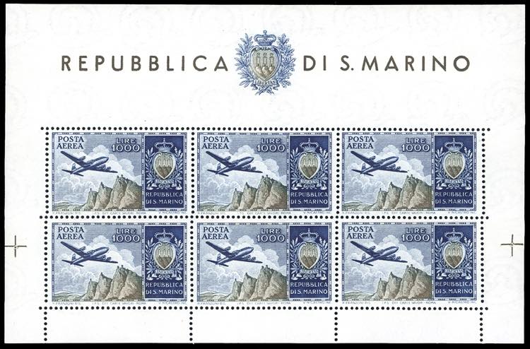 1954 - 1.000 lire Aereo, foglietto ... 