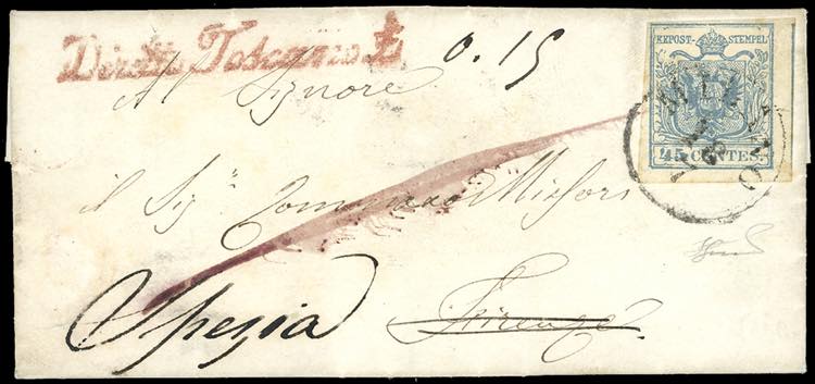 1853 - 45 cent. azzurro ardesia, ... 