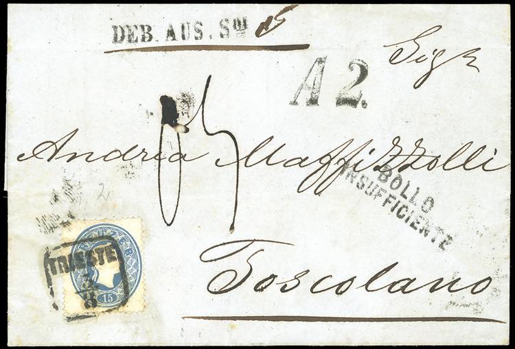 AUSTRIA 1863 - 15 kr. azzurro ... 