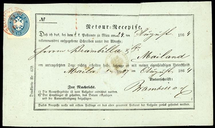 AUSTRIA 1864 - 10 kr. azzurro, ... 