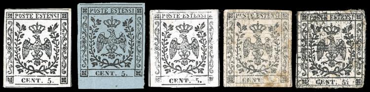 1852 - Cinque prove del periodo, ... 