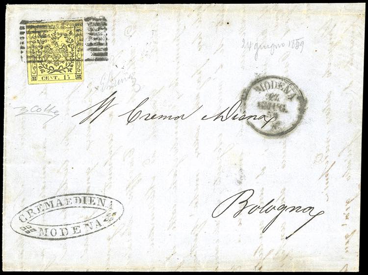 1859 - Lettera da Modena a Bologna ... 