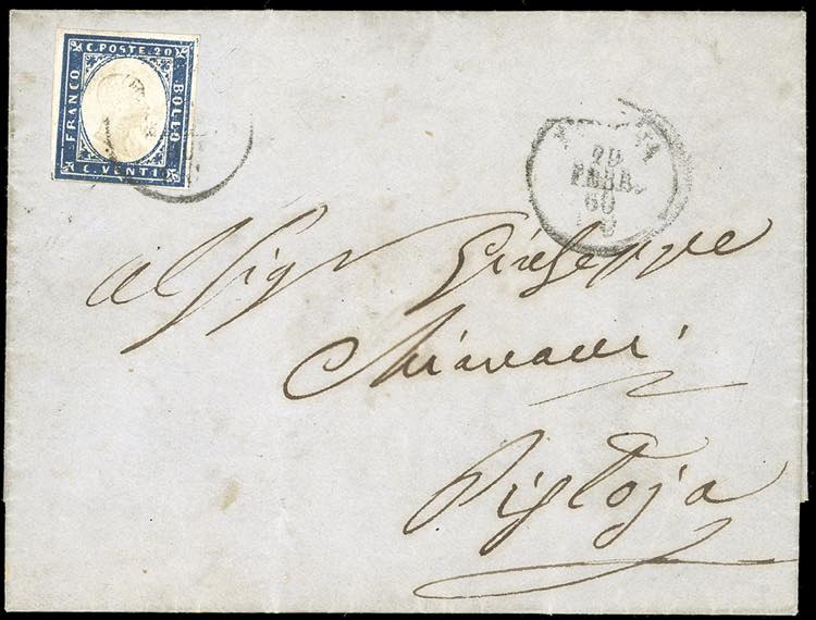 1860 - 20 cent. azzurro (15Ca), ... 