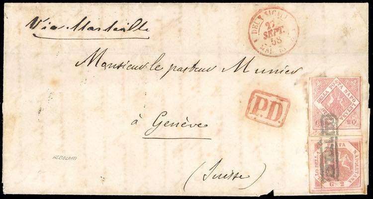 1858 - 20 grana rosa brunastro, I ... 